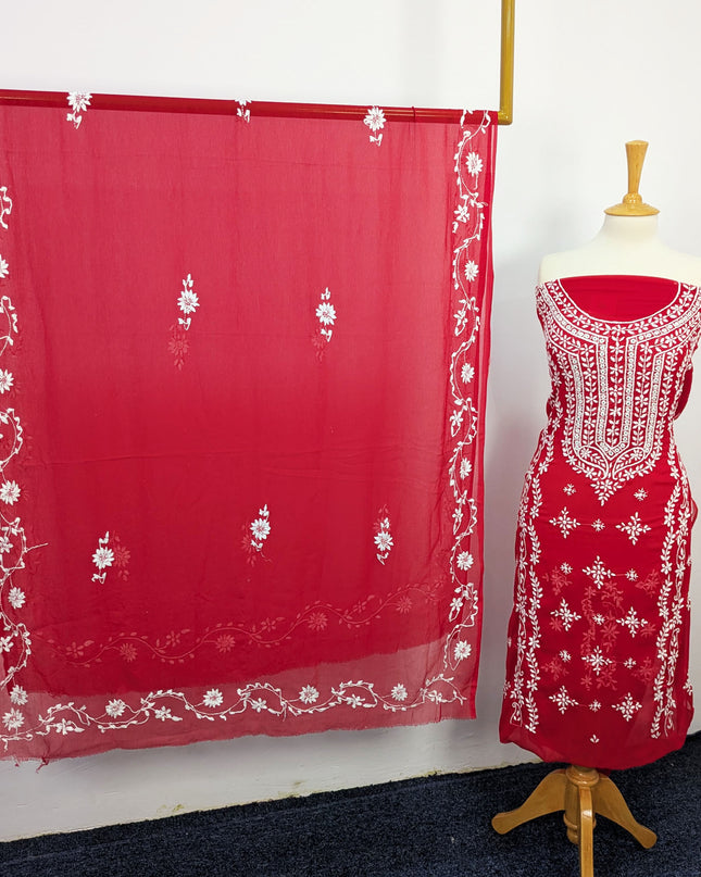 Handmade Pakka Tanka Embroidered Chiffon 2pc Unstitched