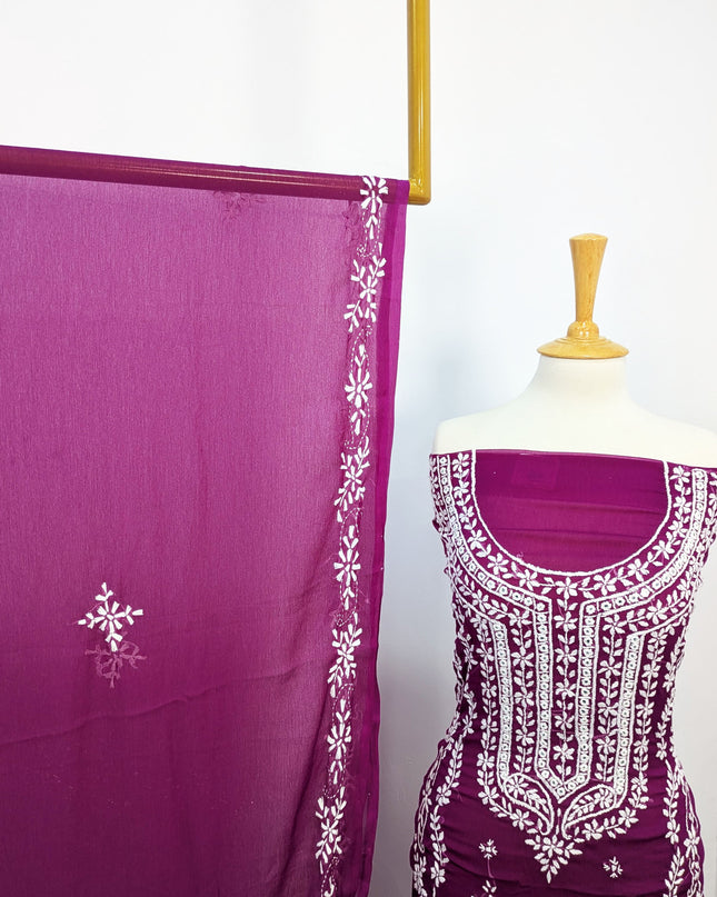 Handmade Pakka Tanka Embroidered Chiffon 2pc Unstitched