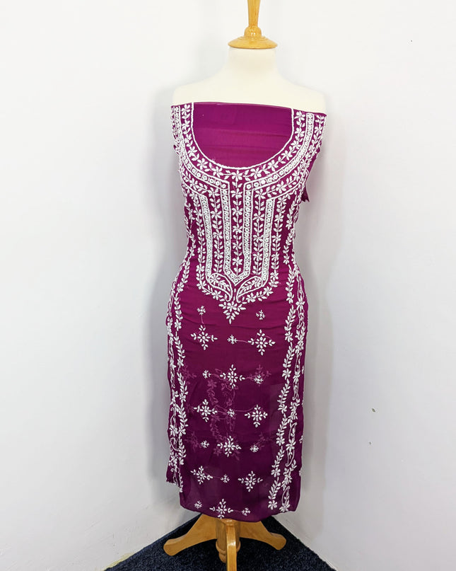 Handmade Pakka Tanka Embroidered Chiffon 2pc Unstitched