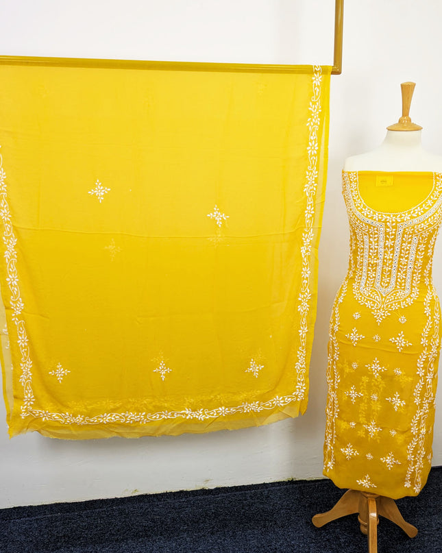Handmade Pakka Tanka Embroidered Chiffon 2pc Unstitched