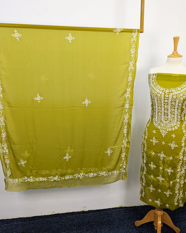 Handmade Pakka Tanka Embroidered Chiffon 2pc Unstitched