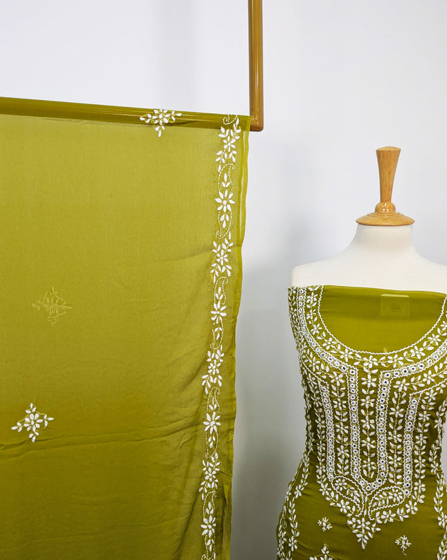Handmade Pakka Tanka Embroidered Chiffon 2pc Unstitched