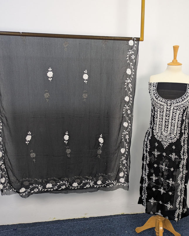 Handmade Pakka Tanka Embroidered Chiffon 2pc Unstitched