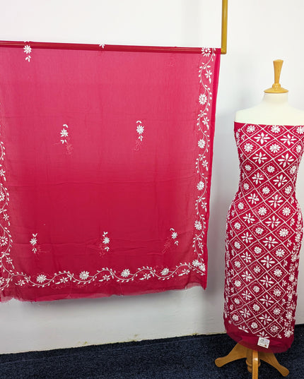 Handmade Pakka Tanka Embroidered Chiffon 2pc Unstitched