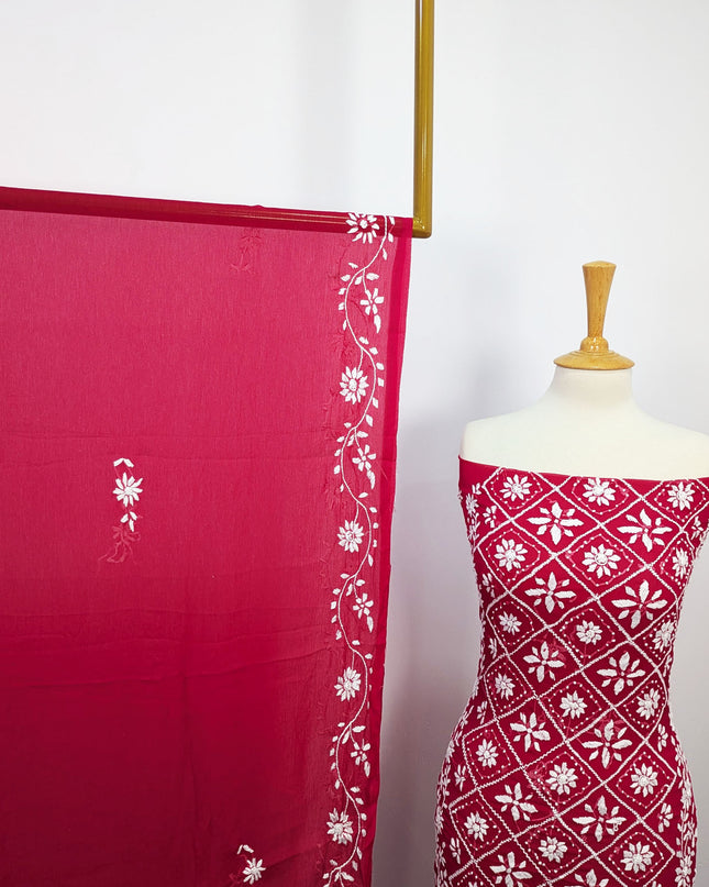 Handmade Pakka Tanka Embroidered Chiffon 2pc Unstitched