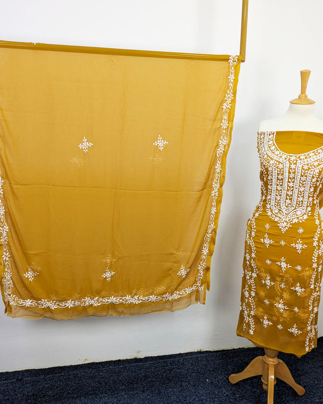 Handmade Pakka Tanka Embroidered Chiffon 2pc Unstitched