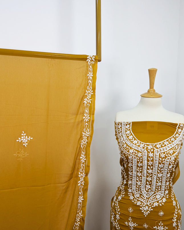 Handmade Pakka Tanka Embroidered Chiffon 2pc Unstitched