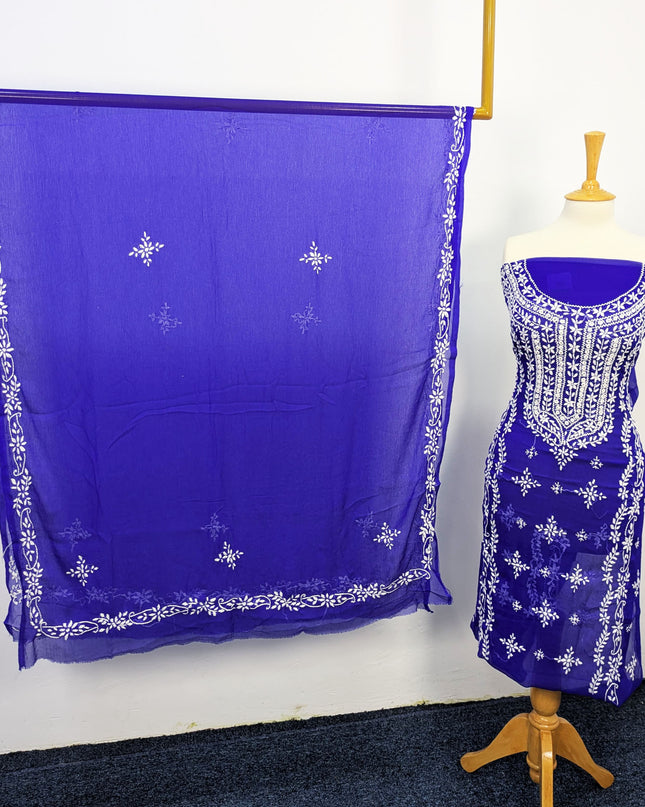 Handmade Pakka Tanka Embroidered Chiffon 2pc Unstitched