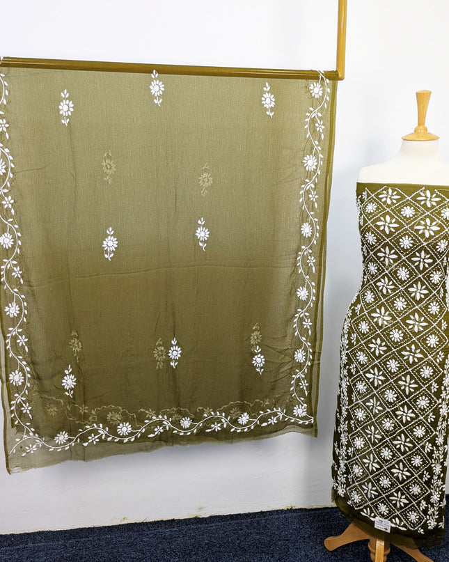 Handmade Pakka Tanka Embroidered Chiffon 2pc Unstitched