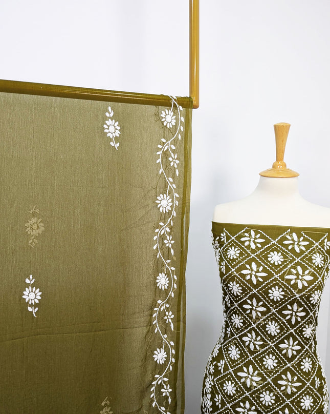 Handmade Pakka Tanka Embroidered Chiffon 2pc Unstitched