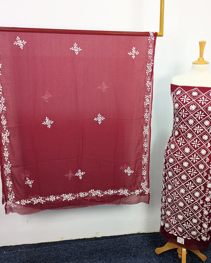 Handmade Pakka Tanka Embroidered Chiffon 2pc Unstitched