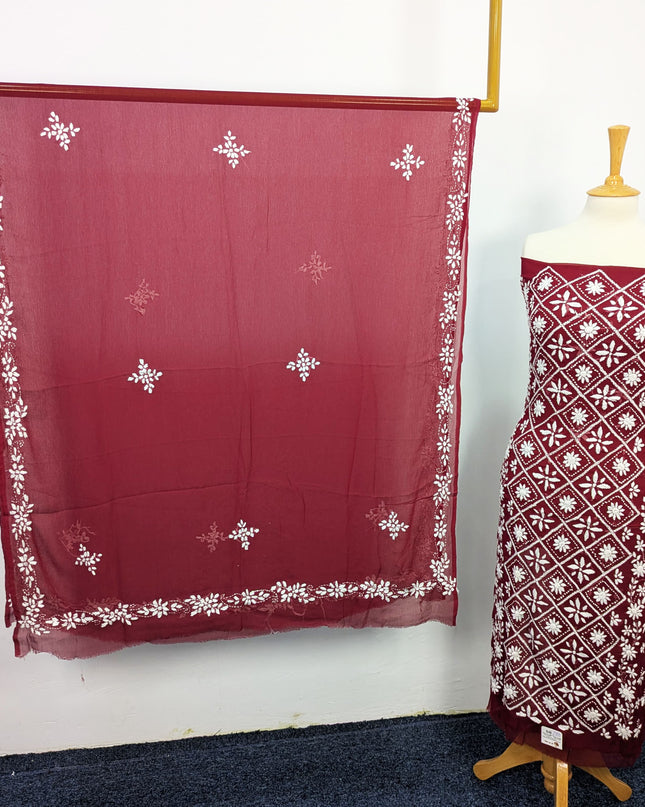 Handmade Pakka Tanka Embroidered Chiffon 2pc Unstitched