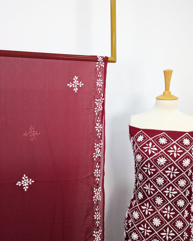 Handmade Pakka Tanka Embroidered Chiffon 2pc Unstitched