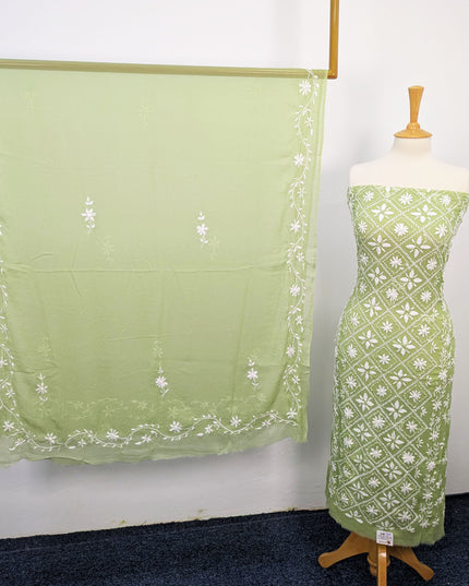 Handmade Pakka Tanka Embroidered Chiffon 2pc Unstitched