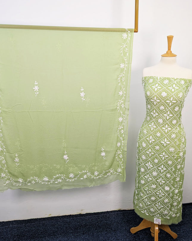 Handmade Pakka Tanka Embroidered Chiffon 2pc Unstitched