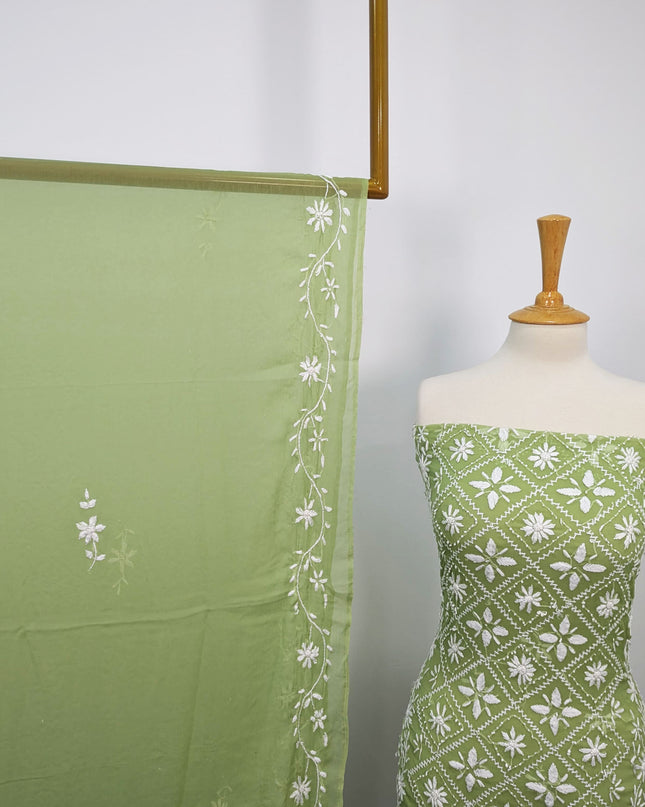 Handmade Pakka Tanka Embroidered Chiffon 2pc Unstitched
