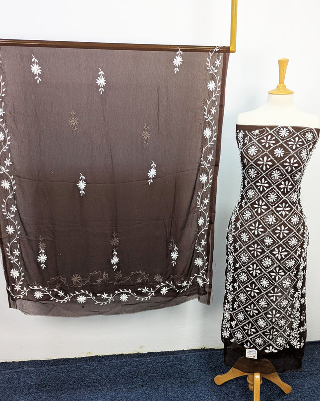 Handmade Pakka Tanka Embroidered Chiffon 2pc Unstitched