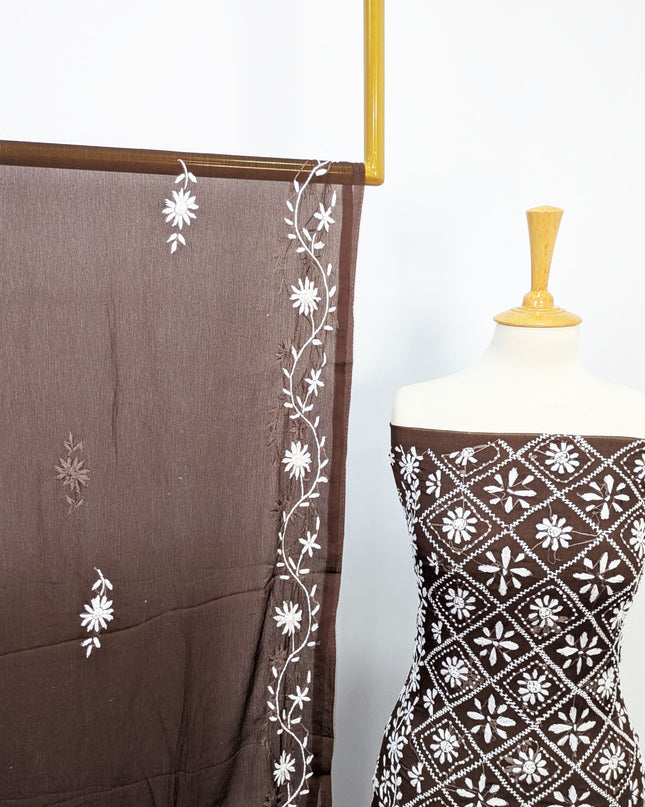 Handmade Pakka Tanka Embroidered Chiffon 2pc Unstitched