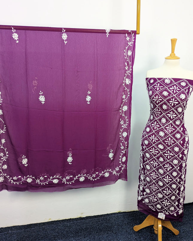 Handmade Pakka Tanka Embroidered Chiffon 2pc Unstitched