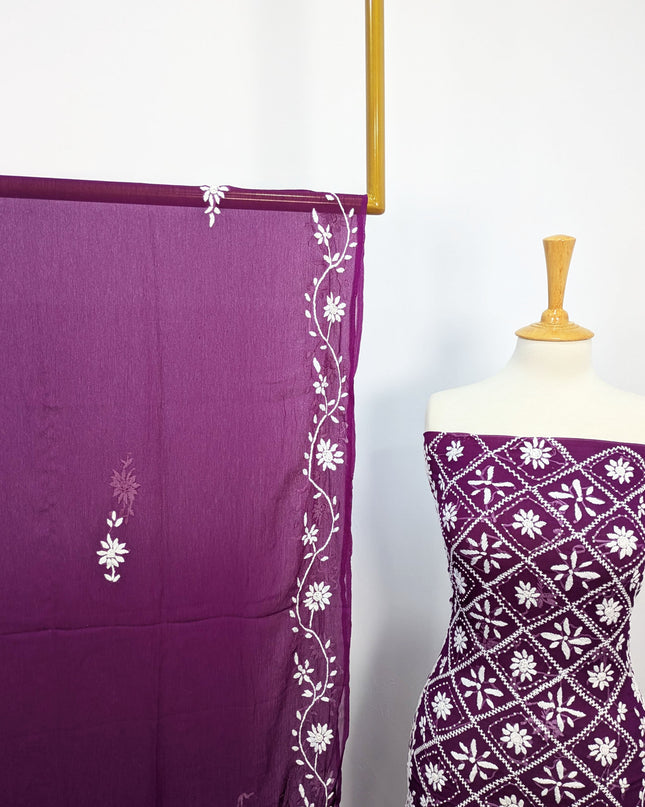 Handmade Pakka Tanka Embroidered Chiffon 2pc Unstitched