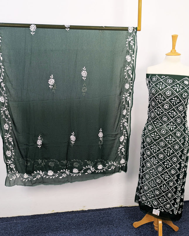 Handmade Pakka Tanka Embroidered Chiffon 2pc Unstitched