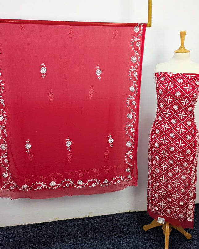 Handmade Pakka Tanka Embroidered Chiffon 2pc Unstitched