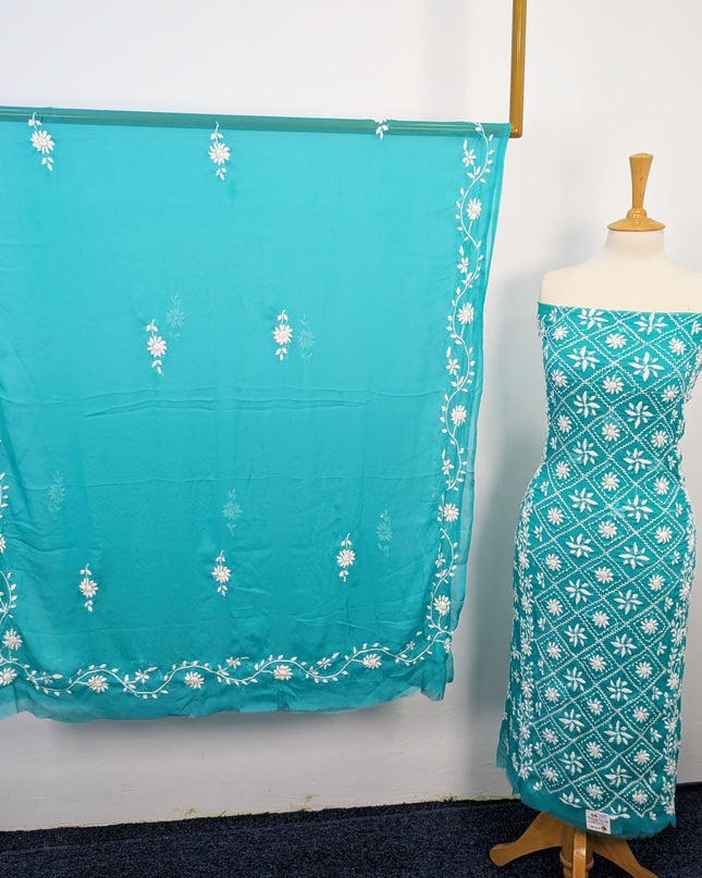 Handmade Pakka Tanka Embroidered Chiffon 2pc Unstitched