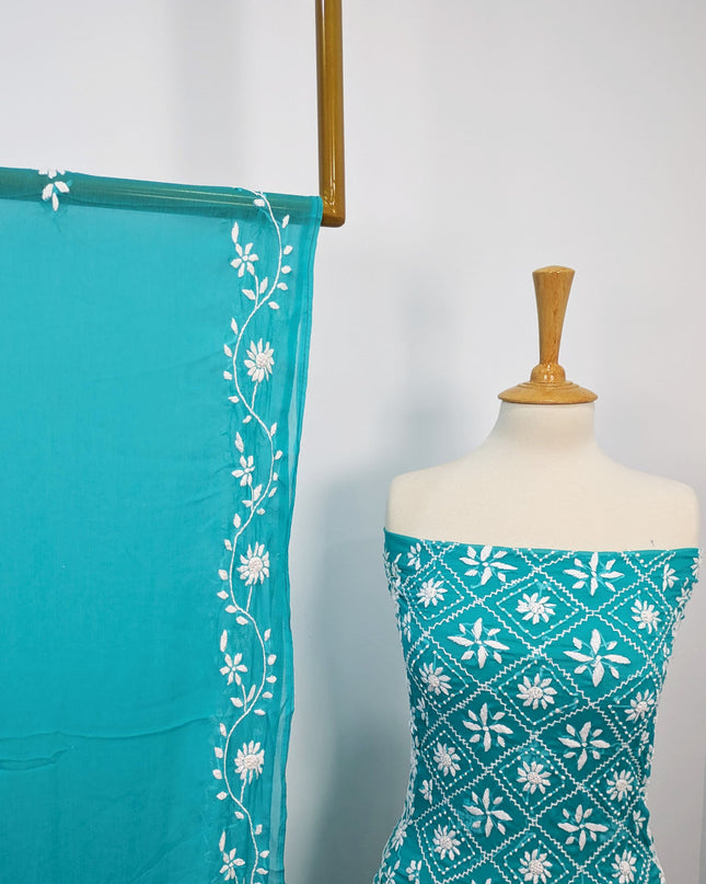 Handmade Pakka Tanka Embroidered Chiffon 2pc Unstitched