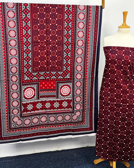 Fancy Digital Printed Lawn In Ajrak Style