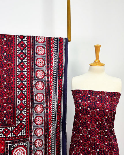 Fancy Digital Printed Lawn In Ajrak Style
