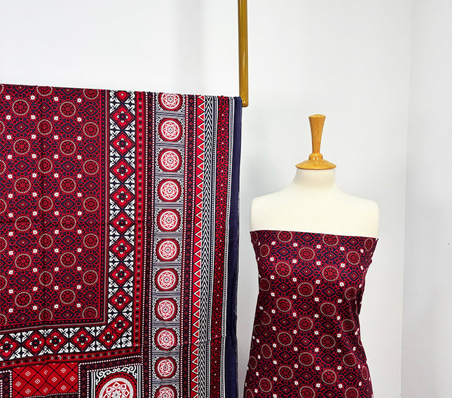 Fancy Digital Printed Lawn In Ajrak Style