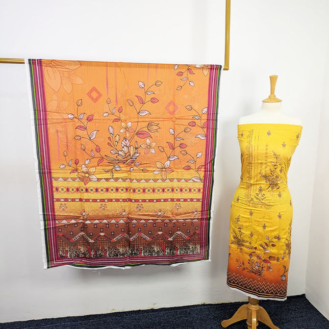 Fancy Embroidered + Digital Printed Lawn