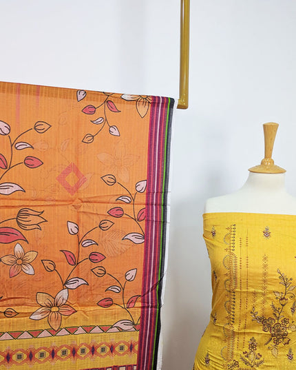 Fancy Embroidered + Digital Printed Lawn