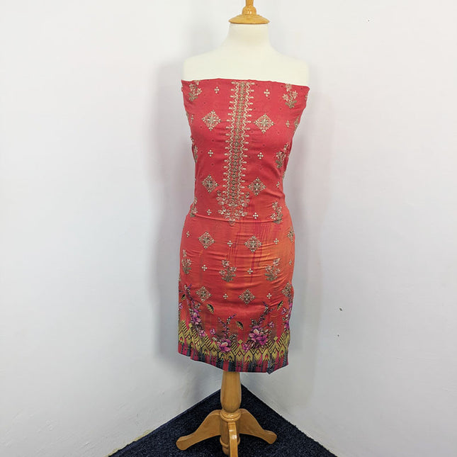 Fancy Embroidered + Digital Printed Lawn With Chiffon Dupatta