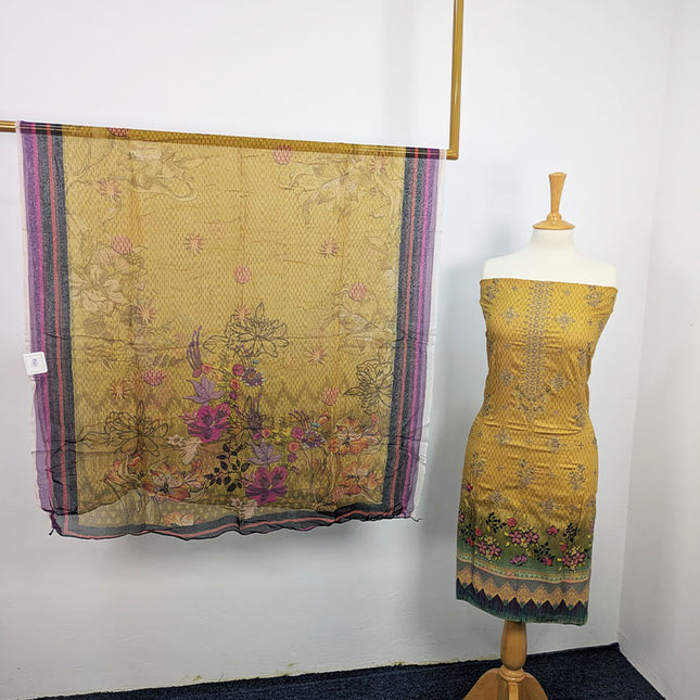 Fancy Embroidered + Digital Printed Lawn With Chiffon Dupatta