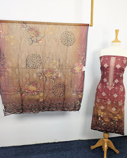 Fancy Embroidered + Digital Printed Lawn With Chiffon Dupatta