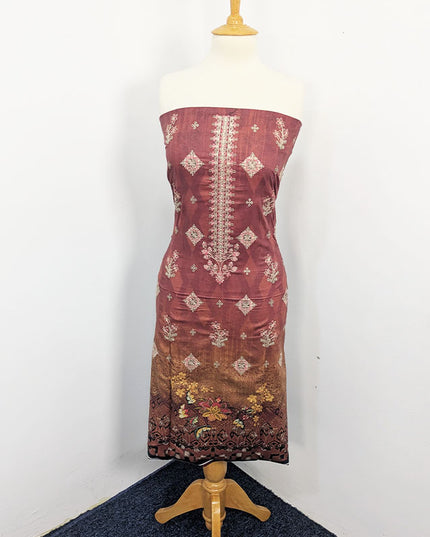 Fancy Embroidered + Digital Printed Lawn With Chiffon Dupatta