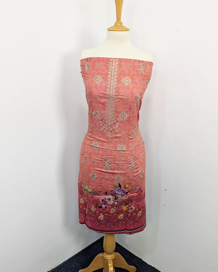 Fancy Embroidered + Digital Printed Lawn With Chiffon Dupatta