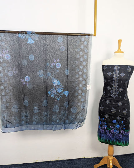 Fancy Embroidered + Digital Printed Lawn With Chiffon Dupatta