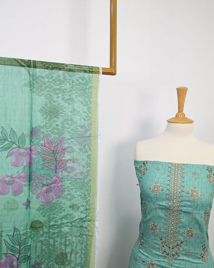 Fancy Embroidered + Digital Printed Lawn With Chiffon Dupatta