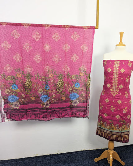Fancy Embroidered + Digital Printed Lawn With Chiffon Dupatta