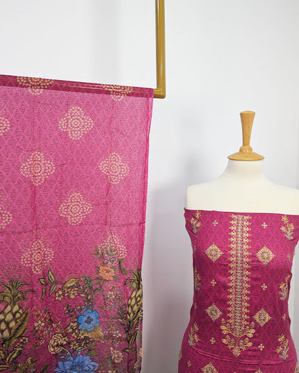 Fancy Embroidered + Digital Printed Lawn With Chiffon Dupatta
