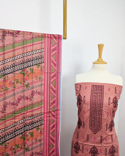 Fancy Embroidered + Digital Printed Lawn