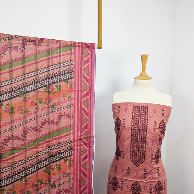 Fancy Embroidered + Digital Printed Lawn
