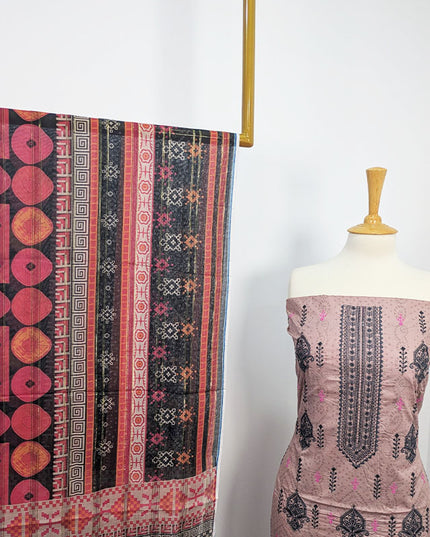 Fancy Embroidered + Digital Printed Lawn