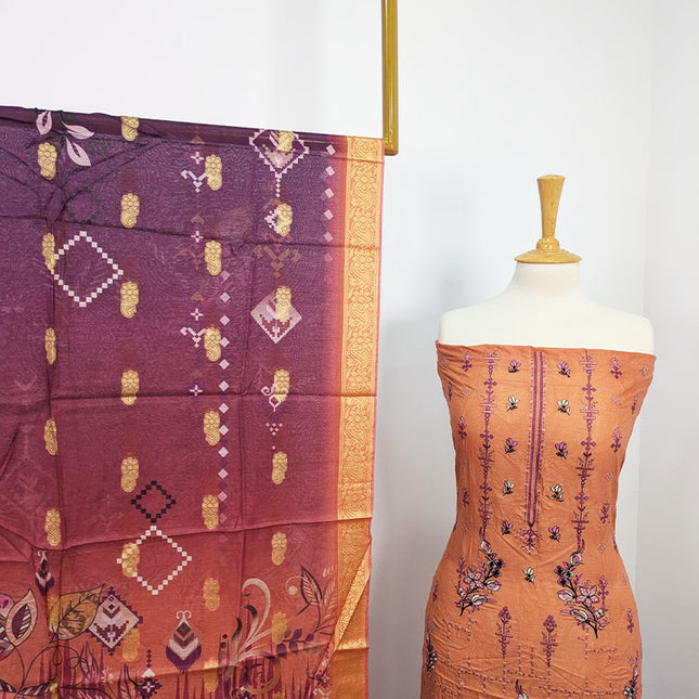 Fancy Digital Printed Lawn With Embroidered & Banarasi Work