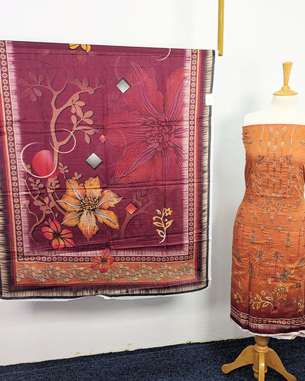 Fancy Embroidered + Digital Printed Lawn