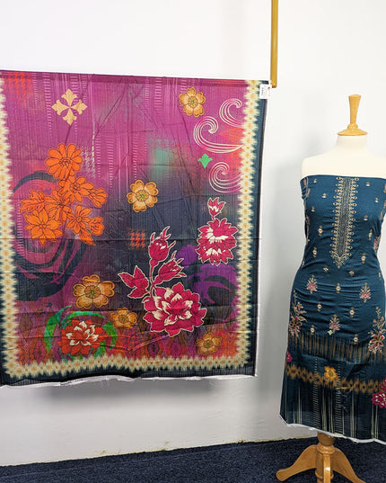 Fancy Embroidered + Digital Printed Lawn
