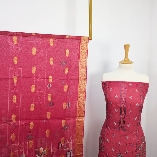 Fancy Digital Printed Lawn With Embroidered & Banarasi Work