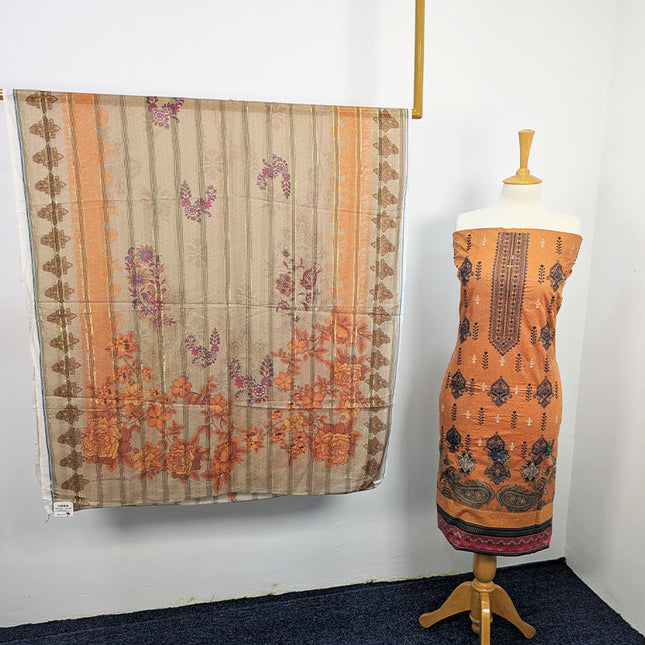 Fancy Embroidered +Digital Printed Lawn